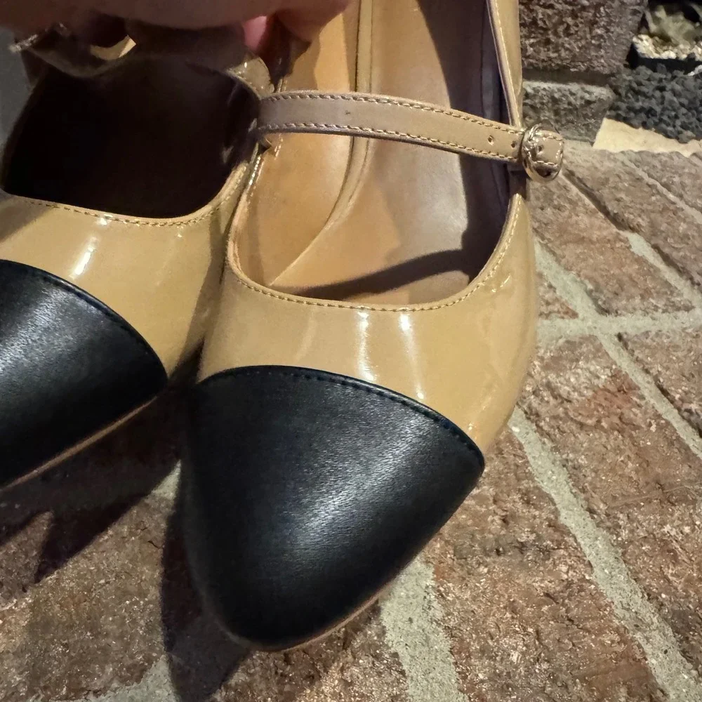 Nordstrom Rack Jackie Cap Toe Mary Jane Pump Patent Light Brown, Tan Size 8M 422